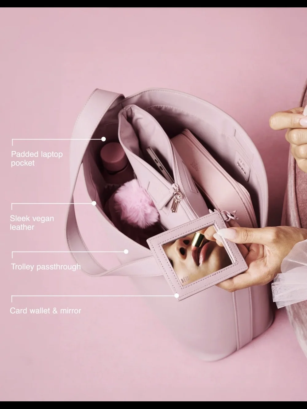 BEIS X WICKED - The Essential Tote in Wicked Pink